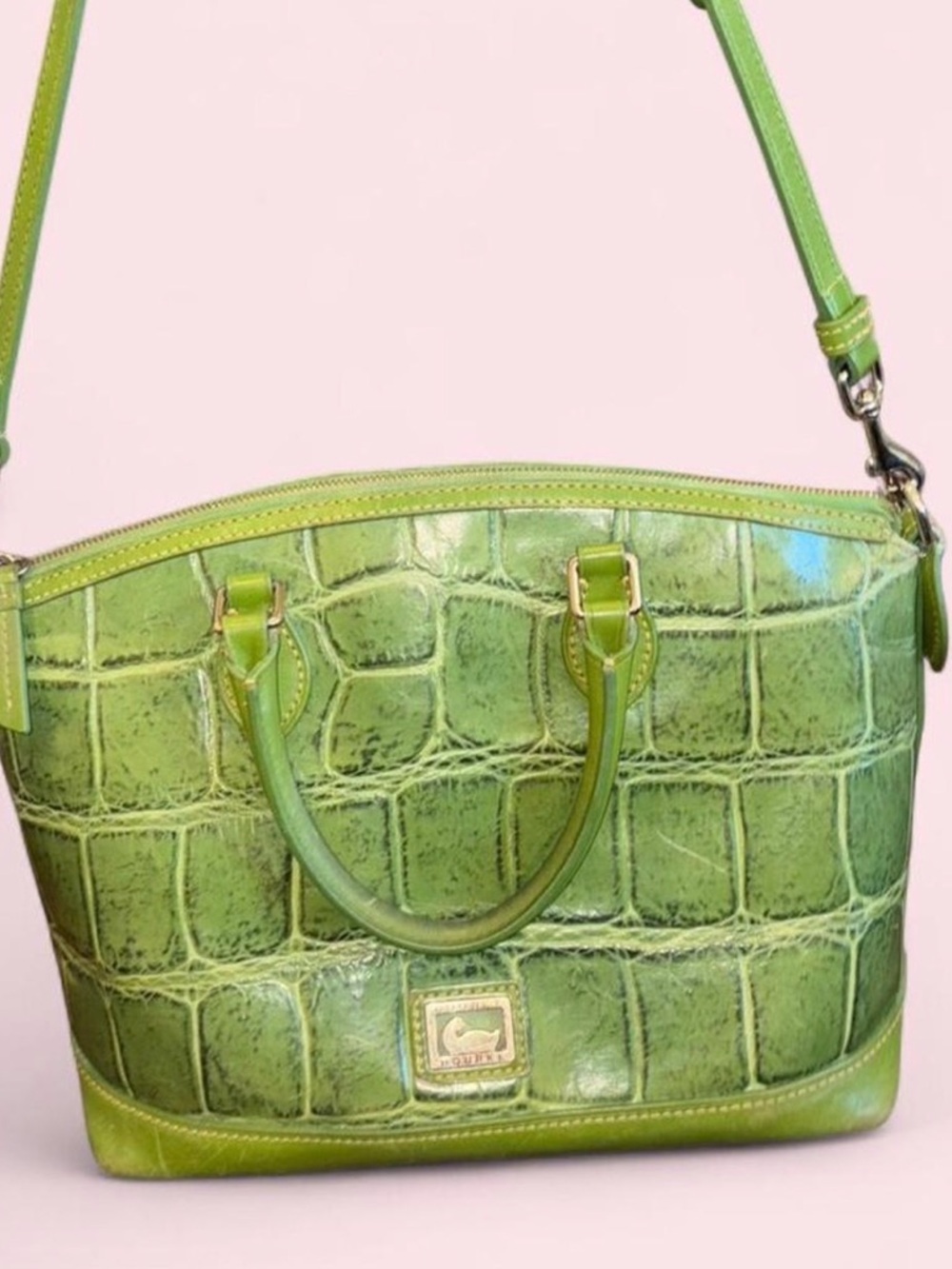 Dooney & Bourke Green Croc-Embossed Structured Bag - Picture 7 of 9